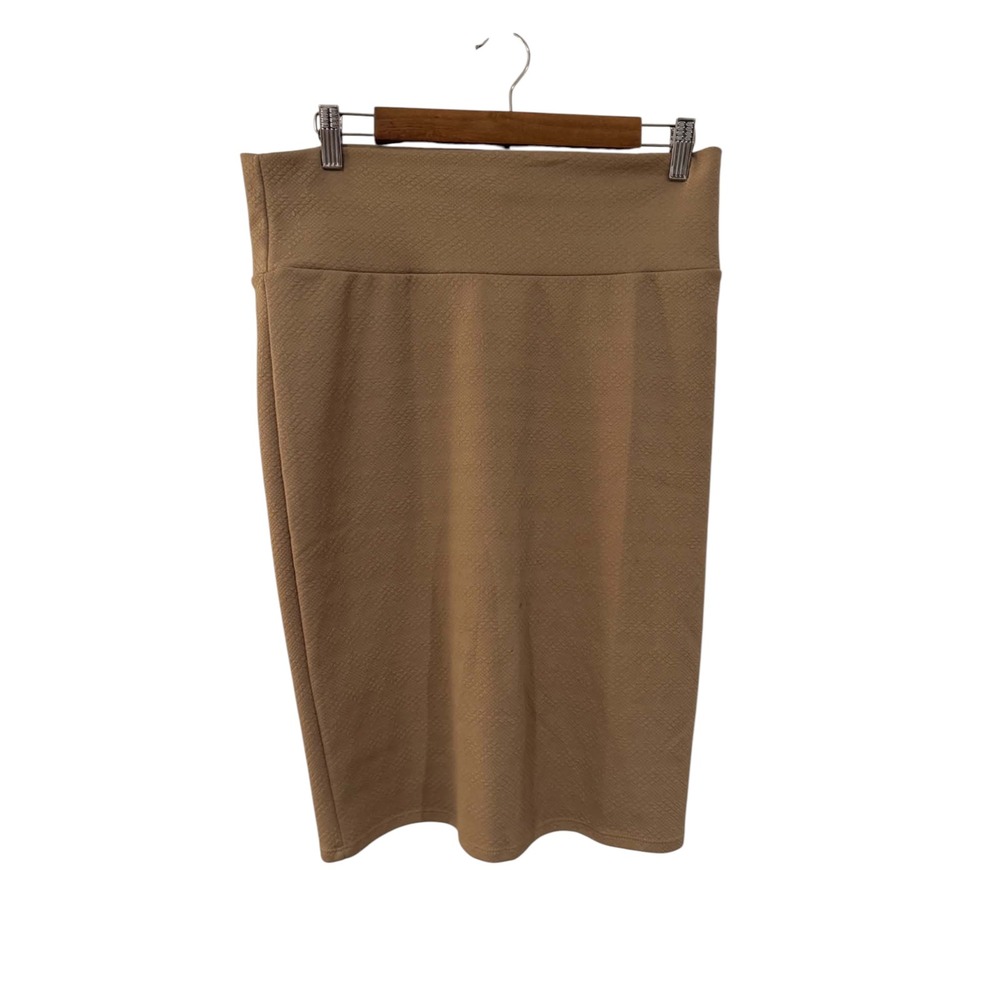 LuLaRoe Cassie Skirt Women XL Tan Excellent Textured Diamond Pencil Midi